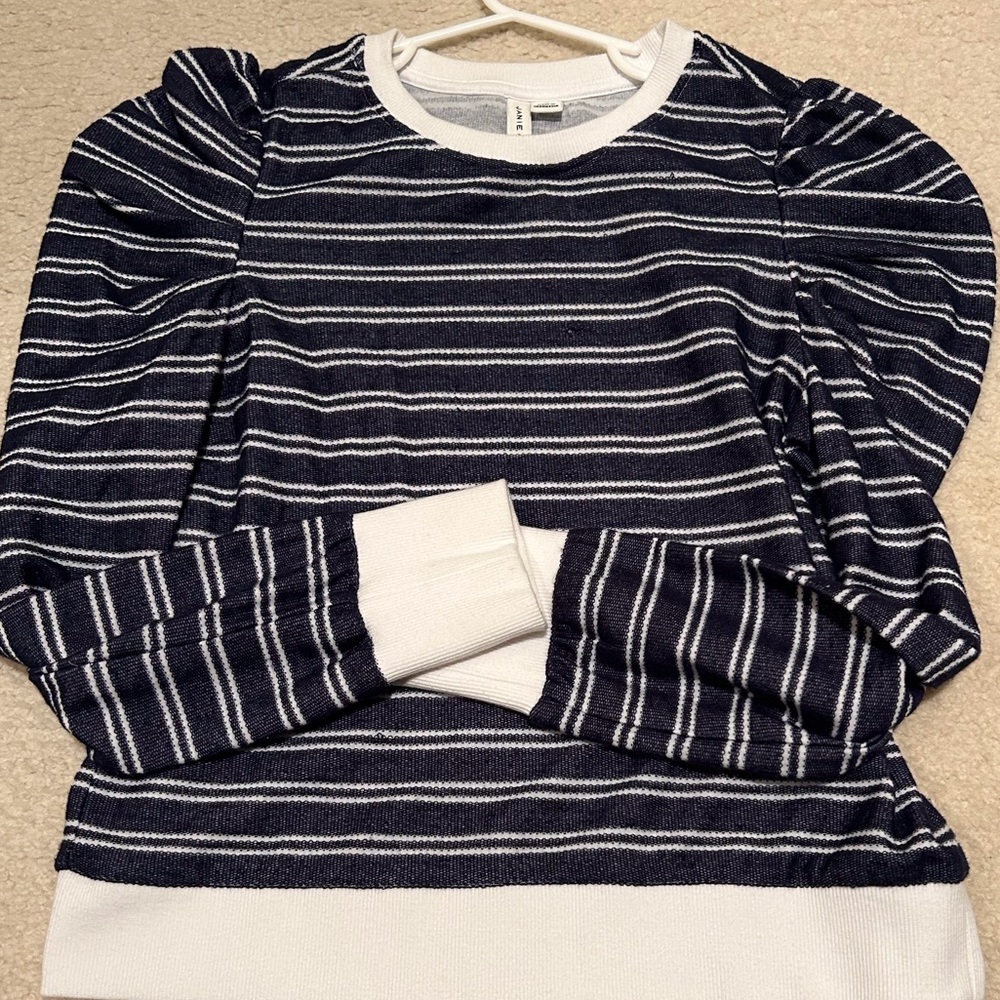 Janie and Jack dark blue and white striped sweater